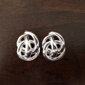 Large Silver Knot Earrings